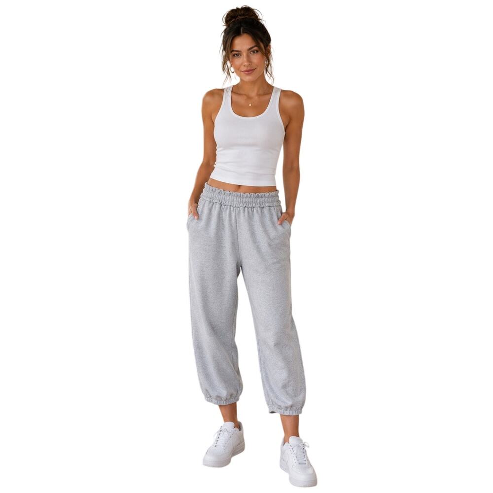 Aerie Women's Small Low Rise Barrel Leg Sweatpants Gray Jogger Pockets